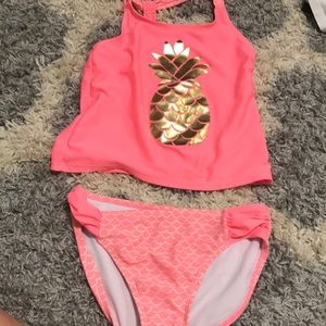 Girls size 10 pink pineapple tankini